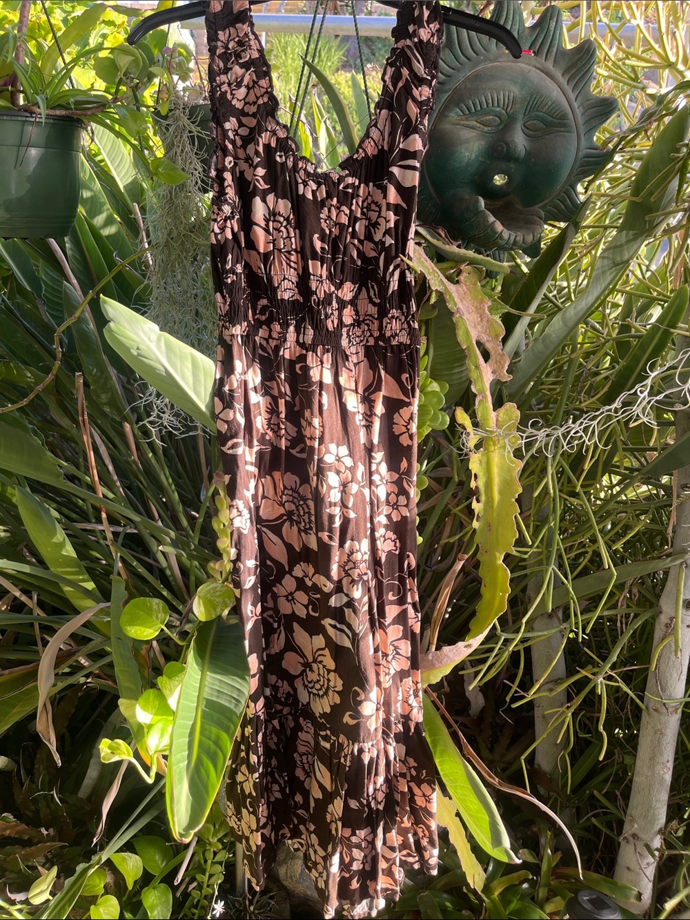 Brown Floral Sundress with Pink Accents - Brand